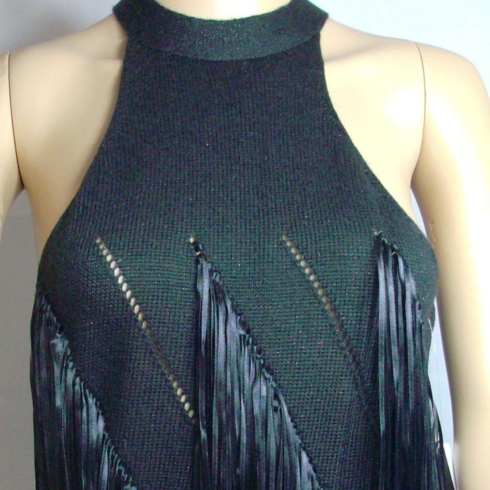 XOXO Black Halter with Fringe detail Size M NWT!